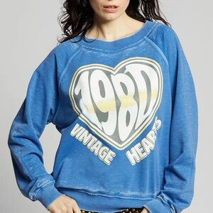 Recycled Karma Blue Vintage Hearts Sweatshirt